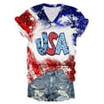 thumbnail image 2 of Birdeem T-Shirt Décontracté à Manches Courtes Col en V Imprimé pour Femmes Jour de l'Indépendance Usa, 2 of 4