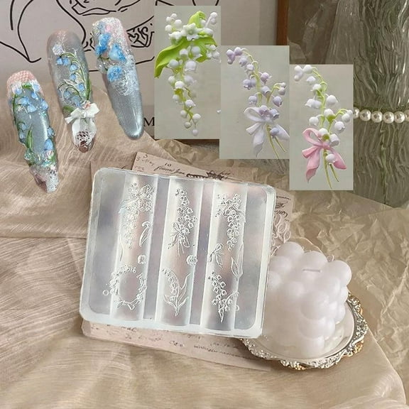 Lily Of The Valley 3D Silicone Nail Mold Flower Nails Art Carving Mold Template DIY Nail Art Decoration Manicure Design Tools