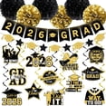 thumbnail image 1 of Black and Gold Graduation Decorations, 2026 Grad Banner and Congrats Grad Hanging Swirls, Black and Gold Graduation Banner Graduations Hanging Swirls College Graduations Party Decoration Class of 2026, 1 of 6