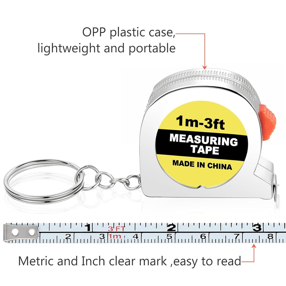 HOT Tape Measure Keychains Functional Retractable Measuring with Slide Lock for Construction ,1M/3FT,A