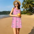 thumbnail image 3 of Rocae Beautiful pink bow for Sleeveless Dresses Summer Casual Ruffle Sleeveless Cute Crew Neck Flowy Dress with Pockets, 3 of 7