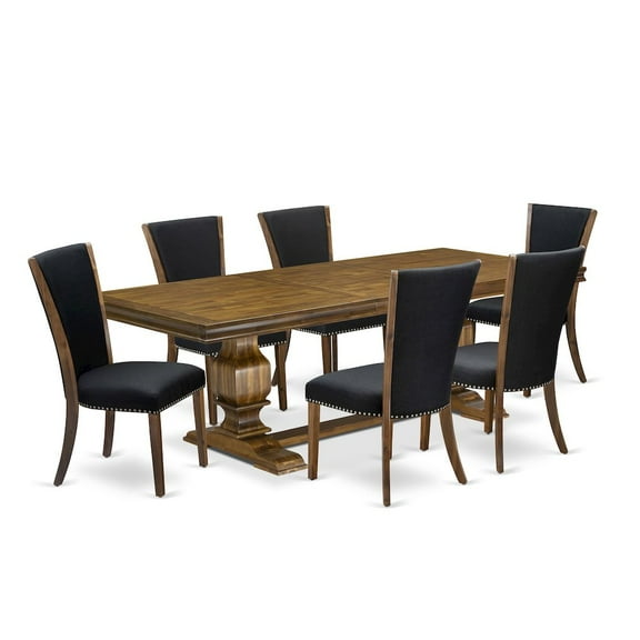 Luxe by East West Furniture 7 piece Mid Century Dining Table Set of a Kitchen Table and 6 Dinner Chairs