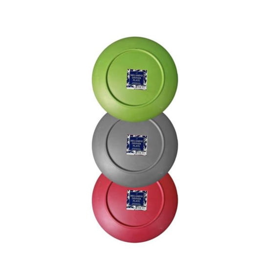 Kole Imports GE721-24 11 in. Wide Assorted Color Melamine with Bamboo Plates - Pack of 24