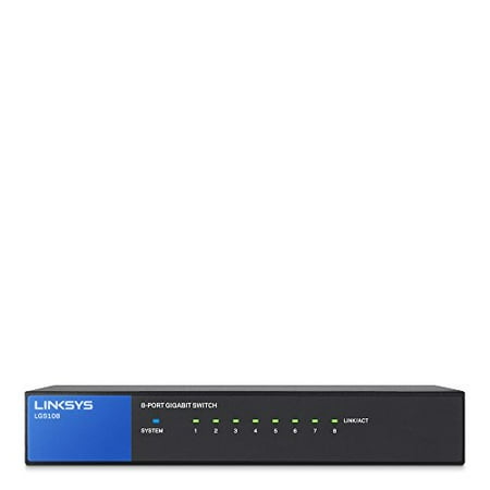 Linksys - 8-Port 10/100/1000 Gigabit Switch - Black/Blue