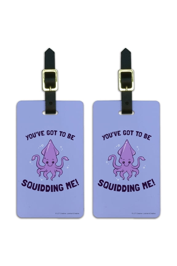 You've Got to be Squidding Me Kidding Funny Humor Luggage ID Tags Suitcase Carry-On Cards - Set of 2