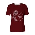 thumbnail image 4 of Tops de Ajuste Suelto para las Mujeres Sudadera Casual Impresa Manga Corta Cuello Redondo Superior, Poliéster, 4 of 4