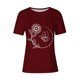 thumbnail image 4 of Tops de Ajuste Suelto para las Mujeres Sudadera Casual Impresa Manga Corta Cuello Redondo Superior, Poliéster, 4 of 4