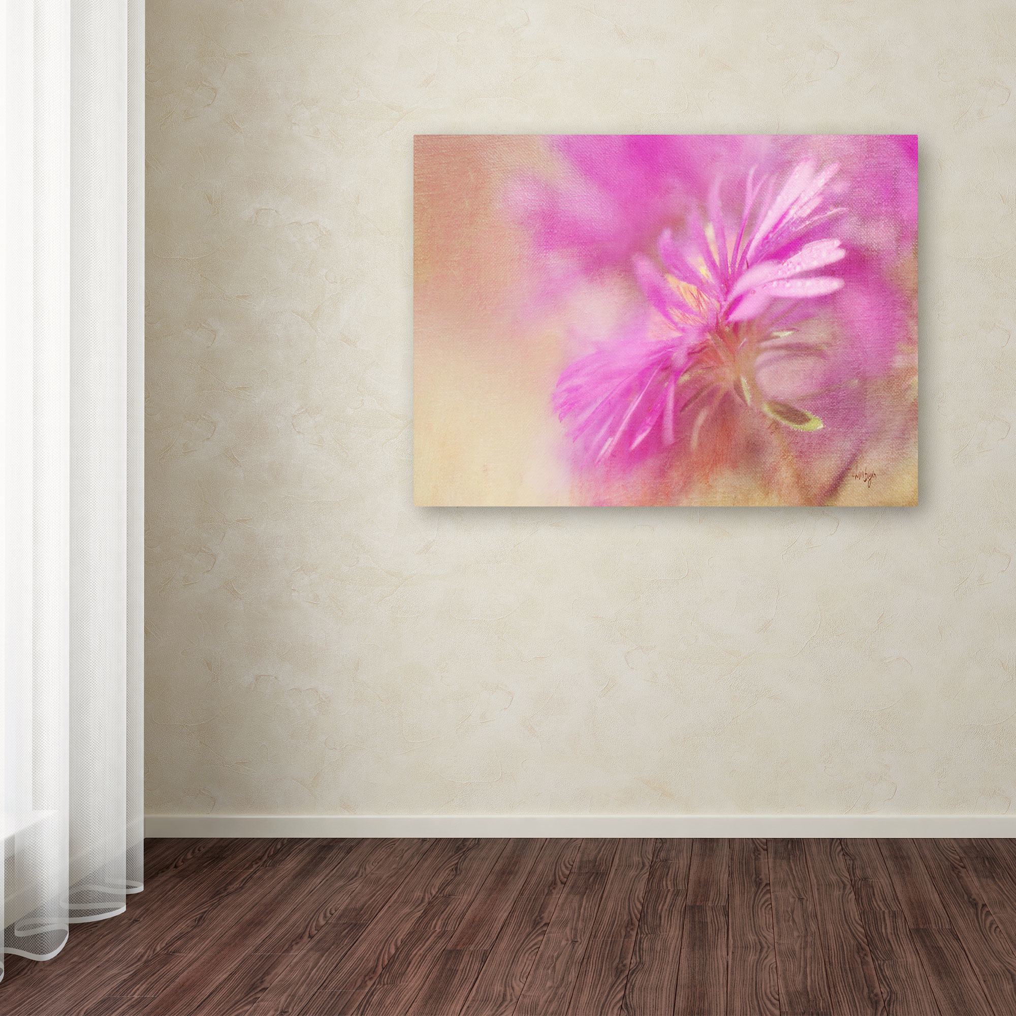 Trademark Fine Art "Dewy Pink Aster" Canvas Art by Lois Bryan