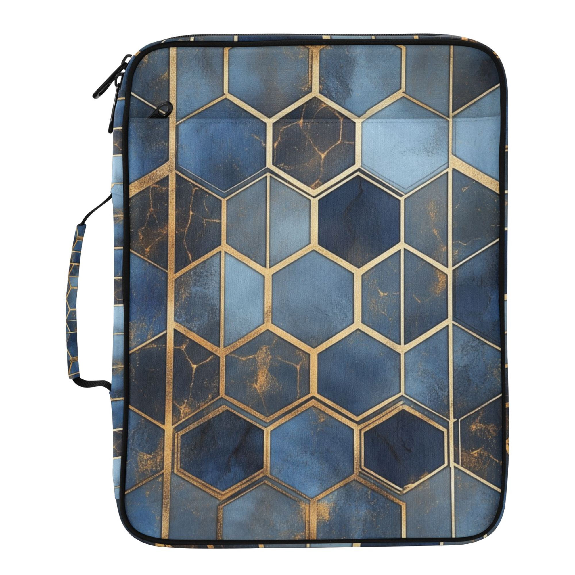 FORMRS Accordion File Folder A4 Size 7-Pocket Expanding Document Organizer Bag with 3 Ring Binder, Elegant Hexagon Pattern