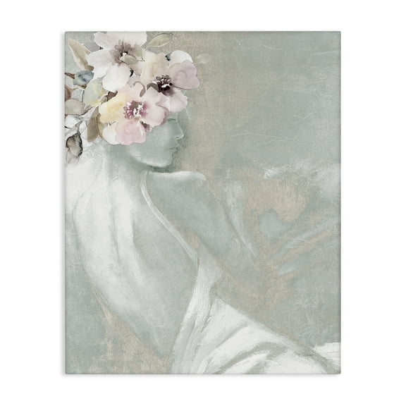 Stupell Industries Chic Floral Woman Novelty Painting Gallery Wrapped Canvas Art Print Wall Art, 16 x 20