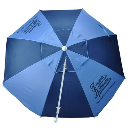 Tommy Bahama Outdoor Dishes 7 ft Fiberglass Tommy Bahama Beach Umbrella with Integrated Anchor and Telescopic Pole, UPF 50+ and Tilt ()