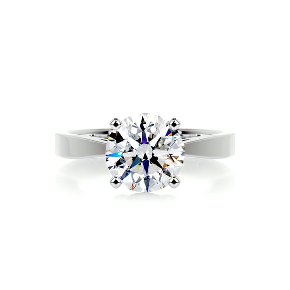 Blue Jewel Brilliant 1.9 Ct Round Cut Diamond Ring - Simple Solitaire Diamond Rings - White Gold Over 14K Silver Diamond Ring - Solo Diamond Ring for Her - Solitaire Engagement Wedding Silver Rings