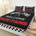 thumbnail image 3 of Feelyou Modern Automobile Teens Queen Sheet Sets, Black White Checkered Flag Flat Sheet, Racing Car Queen Fitted Sheet, Luxury Bedroom Decor, 4-Piece, 3 of 7