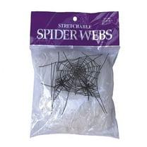 SeasonsTrading White Stretchable Spider Web with Spiders - Halloween Cobweb Decoration Prop