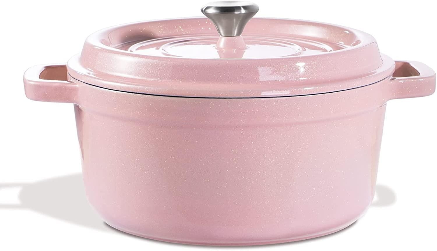Dutch Oven Pot with Lid, Enameled Cast Iron Coated Dutch Oven 6QT Deep  Round Oven, Non-Stick Pan with Dual Handle for Braising Broiling Bread  Baking