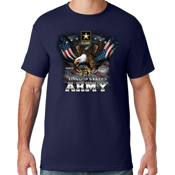 Mens US Army Patriotic Eagle T-shirt, 3XL Navy Blue