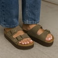 thumbnail image 3 of Cushionaire Plane Comfortable Platform Womens Sandals with Double Buckle Straps and Genuine Suede Cushioned Footbed, Wide Widths Available, 3 of 13