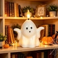 thumbnail image 4 of Halloween Ghost Lantern with Remote Control, Resin Flameless Ghost Candle with Flickering Warm LED, Tabletop Decor for Mantel Shelf Party Home, 4 of 6