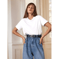 thumbnail image 4 of Camisetas de Corta Extragrandes para Mujer, Cuello Redondo, Holgadas, para Hacer Ejercicio, Informales, de Verano, de Algodón, Blancas, Talla 4XL, 4 of 9