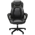 thumbnail image 2 of OFM ESS Chaise de Bureau en Cuir Pleine Fleur Style Course, Dossier Haut, Blanc, 2 of 12