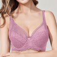thumbnail image 2 of Loopsun Plus Size Bras for Women, Fashion Comfortable Womens Lace Beauty Back Strap Wrap Plus Size Bra Pink 90, 2 of 4