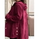 thumbnail image 5 of Chaqueta Informal de Holgada con Capucha y Larga para Mujer, Otoño e Invierno Vino Tinto XL, 5 of 6