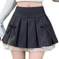 thumbnail image 2 of zhi Women's Lace-Trimmed Pleated Mini Skirt - Sweet Casual & Date Looks，Gray，S, 2 of 6