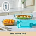thumbnail image 3 of Colors Tinted (2-Pack, Full Set) Tinted Glass Baking Dish with BPA-Free Lid, Oblong Bakeware Glass Pan For Casserole & Lasagna, Dishwasher, Freezer, Microwave and Pre-Heated Oven Safe, Aqua, 3 of 6