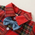 thumbnail image 5 of Canrulo Christmas Outfit Infant Baby Boy Xmas Plaids Romper Bodysuit Jumpsuit Bowtie Dress Shirt Clothes Red 6-12 Months, 5 of 9