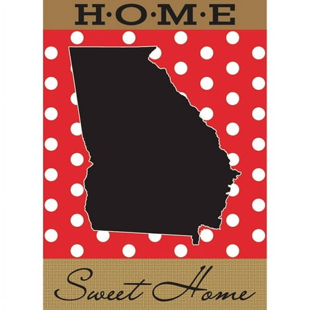 Magnolia Gardens M010099 13 x 18 in. Double Applique Georgia Home Sweet Burlap Garden Flag