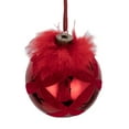thumbnail image 2 of A&B Home Set of 6 Red Flocked Glass Orb Hanging Ornaments with Feather Accent 3.9" x 3.9" x 3.9", 2 of 7