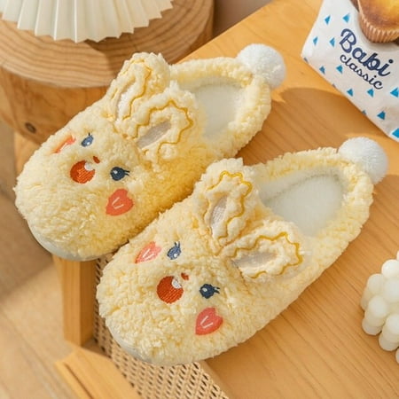 

CoCopeanut House Slipper Fluffy Womens Winter Kawaii Cartoon Bunny Bear Plush Contton Anti Skid Indoor Funny Cute Female Fuzzy Shoes Flat