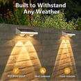 thumbnail image 5 of Solar Fence Lights,4 Pack Solars Deck Light,Warm White Color,Outdoor Bulb Waterproof Led IP65,Power Patio Lamp with Lenses for Outside/Backyard/Railing/Yard(Black), 5 of 6