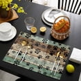 thumbnail image 3 of Teal Brown Placemats Set of 4, Pet Paw Printed Farmhouse Dog Claws Wood Grain Placemats for Dining Table, Place Mats for Kitchen Tabletop, Waterproof Wipeable Dining Table Mats Set, 3 of 9