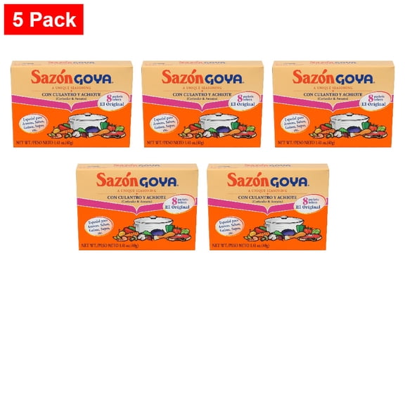 Sazon Goya Coriander and Annatto Seasoning 1.41 oz - 5 Pack