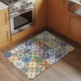 thumbnail image 3 of Vintage Mediterranean 2'x3' Washable Rug, Blue and Yellow Tiles Texture Non-Slip Soft Doormat Area Rugs for Entrance Bathroom Bedsides, StainResistant Carpet for Kitchen Bedroom, Entryway Floor Mat, 3 of 9