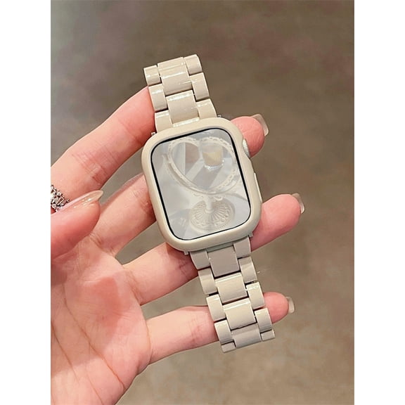 Starlight Soft Silicone Case Resin Strap For Apple 42mm 46 41mm 40 Ultra Girl Solid Color Watch Band Set For iwatch 10 9 8 SE