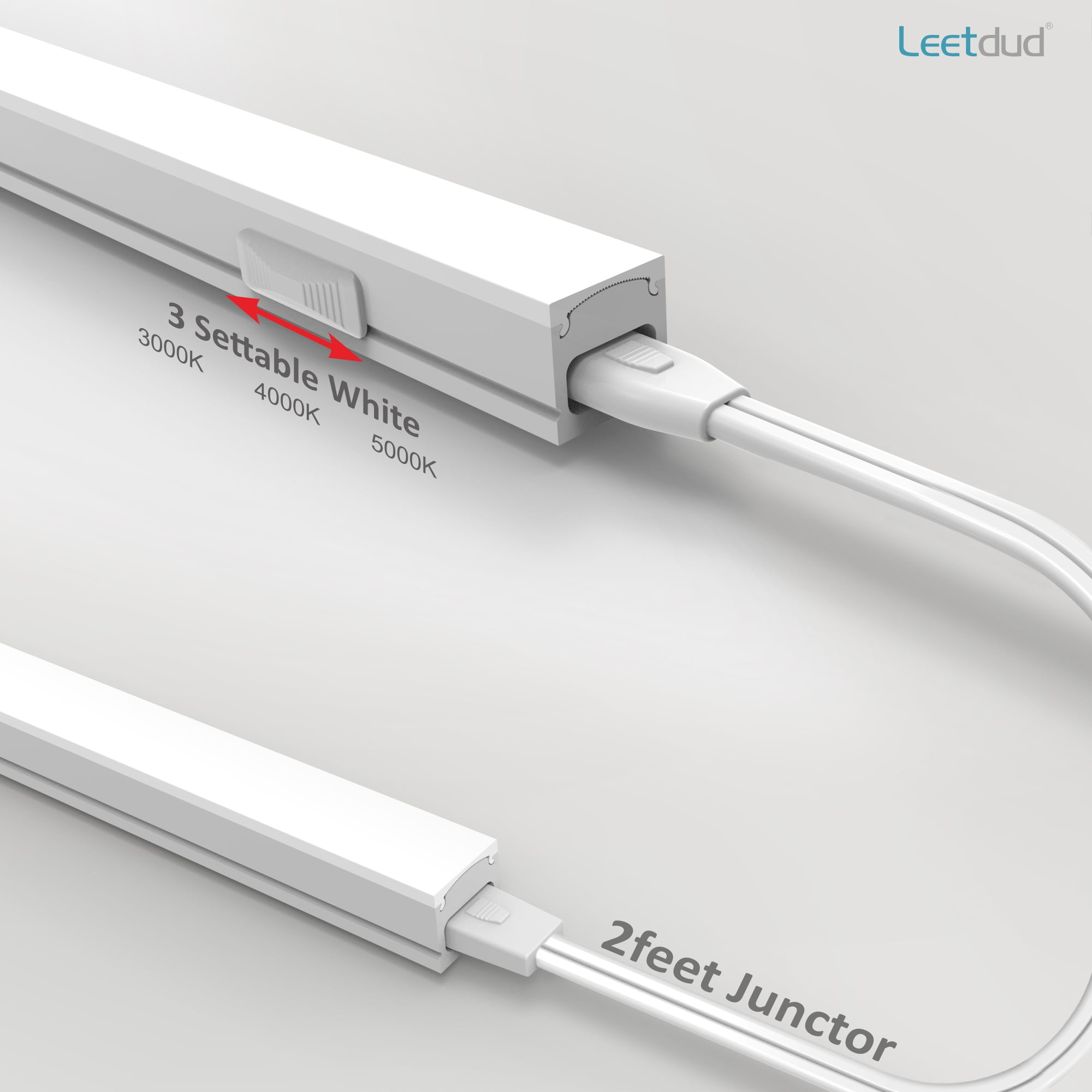 Leetdud Under Cabinet Lighting Plug In, 16'' 1pc,3 Color 3000K/4000K/5000K,Linkable AC120V Ultra Slim, Super Bright Under Counter Light For Kitchen, Cupboard, Sink Light, Shelf Light