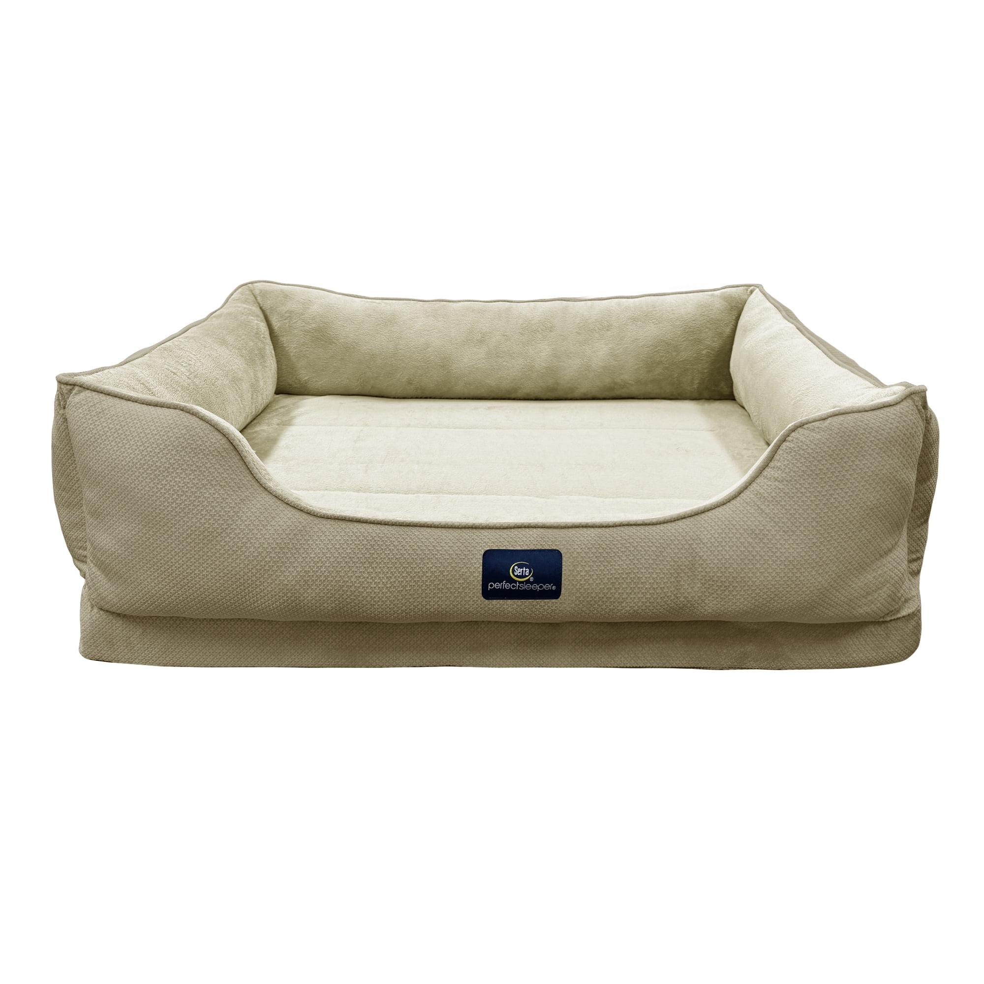 Serta Cuddler Bolster Cat & Dog Bed, Tan, Extra Large