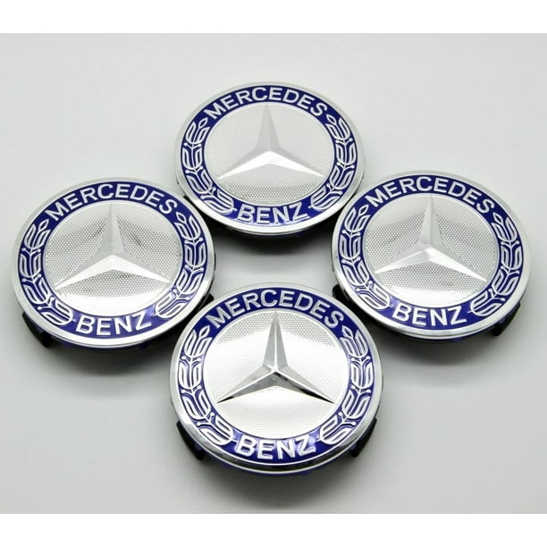 4 Logo Emblème Mercedes Jante Cache Moyeu Centre De Roue Insigne Noir 75mm.  