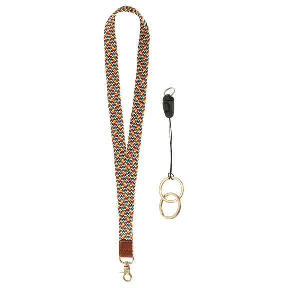 Uxcell Elastic Lanyard for Keys, Cute Keychain Neck Lanyard for Women Men Teacher Long Keychain Braid Strap for ID Badge Wallet Phone Card Business Office, Candy Rainbow