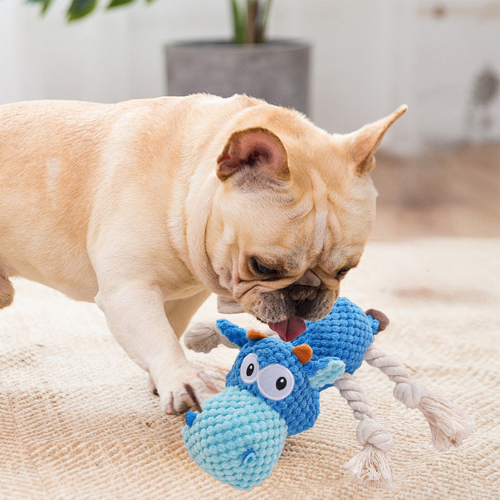 YiJuHui 1pcs Squeaky Dog Chew Toys for Aggressive Chewers, Interactive Plush Grinding Doll with Rope Core for Boredom Relief and Dental Health, Durable Pet Grinding Toys for Tug of War and Fetch