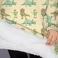 thumbnail image 3 of Oversized Wearable Blanket Hoodie,LightYellow Cartoon Dinosaurs Small Dinosaurs Pattern Sherpa Blanket Hoodie with Super Pockets,Super Warm Fuzzy Pullover for Women & Men, 3 of 6