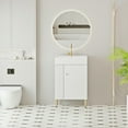 thumbnail image 4 of Spaco 21.6" Open-shelving Bathroom Vanity with Ceramic Sink and Soft-Closing Door, Cloakroom Open Shelf Storage Cabinet on the Left Side, White, 4 of 12