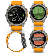 Garmin Fenix 8 - 51 mm, AMOLED Multisport GPS Smartwatch, Sapphire, Titanium with Spark Orange/Graphite Silicone Band, Built-in LED Flashlight with Wearable4U Power Bank Bundle