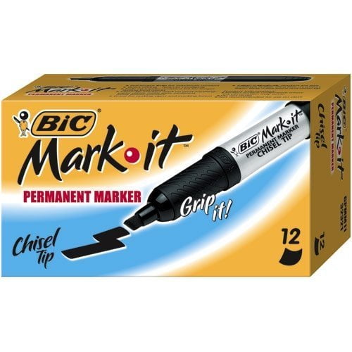 BIC Marking Chisel Tip Permanent Marker Tuxedo Black Dozen Gpmm11bk for sale online 