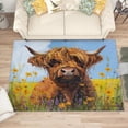 thumbnail image 2 of 3x5 Rug, Highland Cow Door Mat Washable Non Slip Soft for Entryway, Farm Animal Floral Rug, Farmhouse Animal Carpet, Highland Cow Home Decor & Gifts, 2 of 7