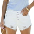 thumbnail image 5 of MYAOYI Womens 4 Button Denim Shorts, High Rise Ripped Frayed Edge Summer Wear, 5 of 8