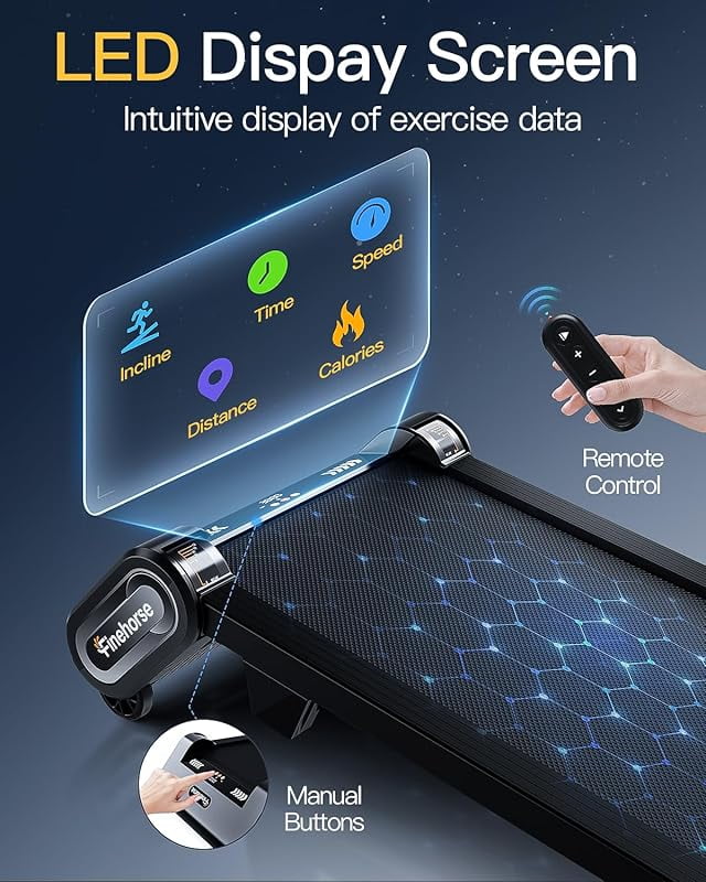 Akluer 13% 6-Level Walking Pad with Auto Incline - Treadmill with Auto Incline and Remote Control, 330Lbs Capacity Portable Under Desk Treadmill for Home Office, LED Display