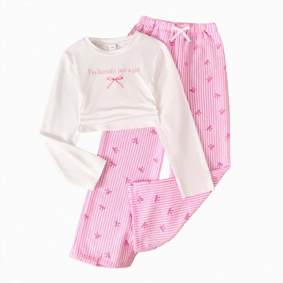 Wonitaaizi Tween Girls Clothes 2 Piece Outfit Long Sleeve Top Wide Leg Pants Fall Winter Clothing Set (8-9 Years,White)